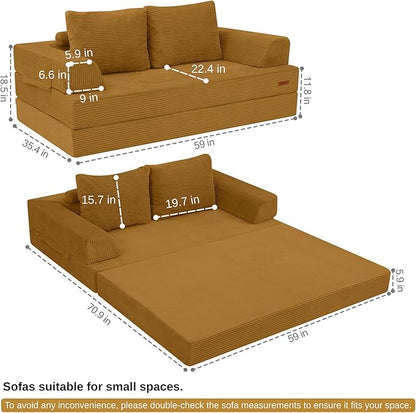 COMAX Futon Sofa Bed, Convertible Folding Sofa Bed, Boneless Couch Loveseat - Image 2