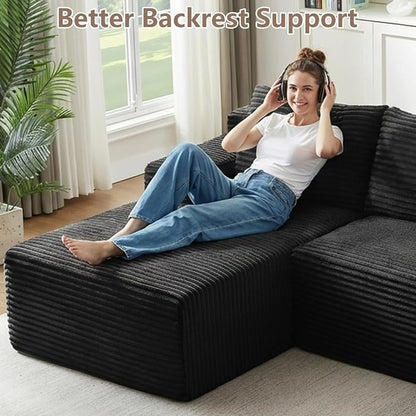 96" Cloud Sectional Couch with L-Shape Chaise, Modular Comfy Sofa Chaise Longue - Image 4