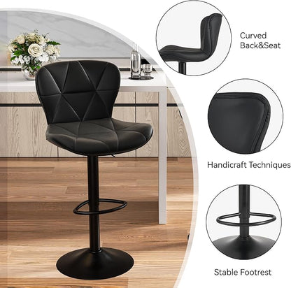 Nalupatio Modern Bar Stools Set of 3, Adjustable Faux Leather Upholstered - Image 3