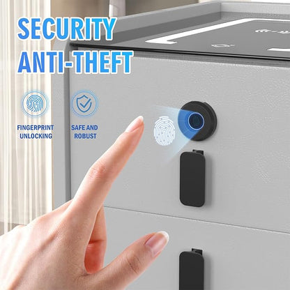 Smart Nightstand with Fingerprint Lock Drawer, Nightstand with Wireless Charging - Image 3