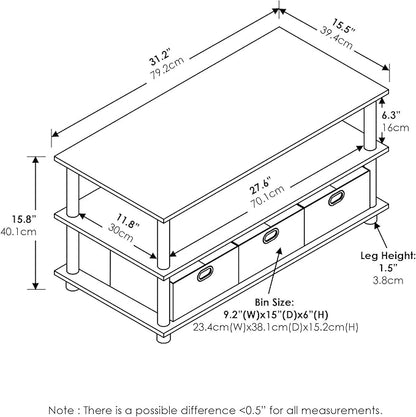 FURINNO Turn-N-Tube Coffee Table, 31.22D x 15.5W x 15.8H in - Image 3