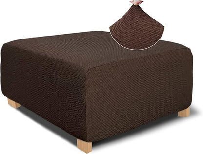 NeColorLife Rectangle Ottoman Cover Jacquard Fabric Ottoman Slipcover Thick by NeColorLife