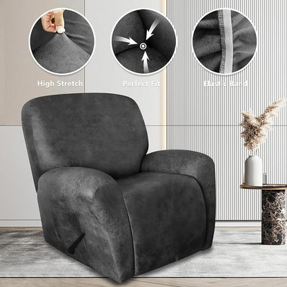 ANARACHON Recliner Chair Covers Leather Like, 4 Pieces Recliner Cover - Image 4