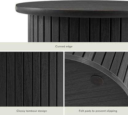 mopio Quin Pedestal Side Table, Tambour Round Fluted End Table, Small Accent - Image 3