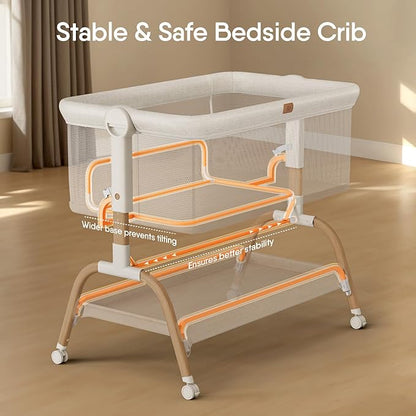 Baby Bassinet Bedside Crib, 3-in-1 Baby Bassinet Bedside Sleeper - Image 5