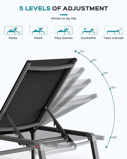 Patio Chaise Lounge Chair Set of 4, Foldable Lounge Chair - Image 7