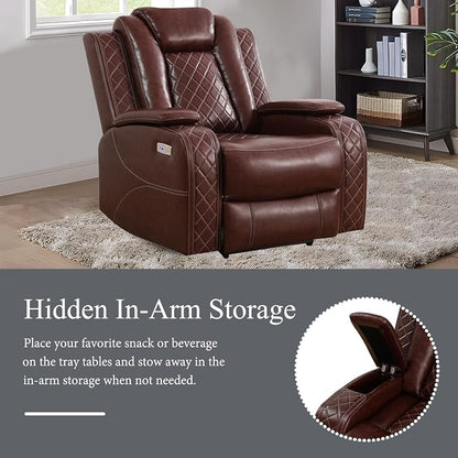 Power Recliner Sofa Set with LED, Leather Reclining Sofa Set, Living Room - Image 3