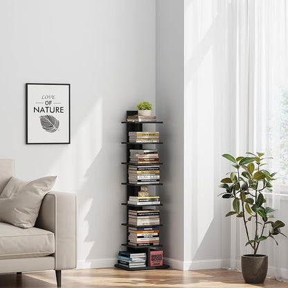 TUTOTAK Narrow Bookshelf, 8-Tier Bookcase, Spine Book Shelf - Image 5