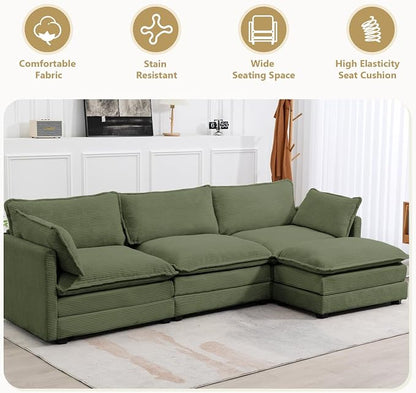 112'' Sectional Modular Cloud Couch, Oversized L Shaped 3 Seat Sofa - Image 5