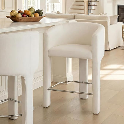 HNY Modern Counter Height Bar Stools, 26”H Barrel Counter Stools by HNY