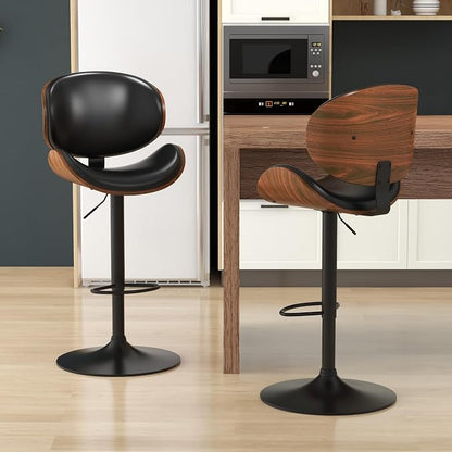 KCC Bar Stools Set of 2, Swivel Adjustable Height Barstools, PU Leather - Image 2