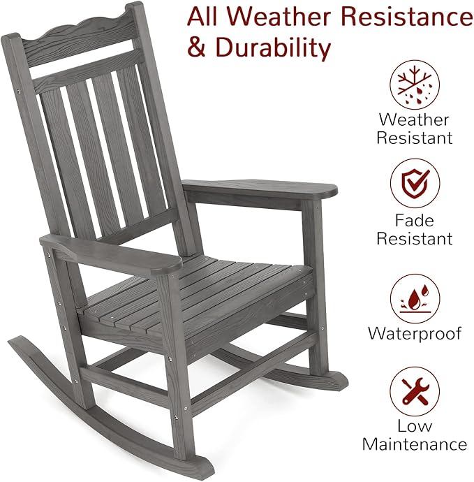 Stoog Outdoor & Indoor Rocking Chair, All-Weather Porch Rocker - Image 4