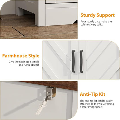 knoworld Buffet Sideboard with Storage Farmhouse with 4 Doors, Dining Room - Image 8