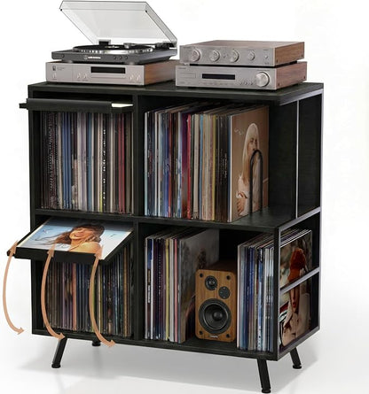 Faesun 3 Tier Flip Top Record Player Stand, Vinyl Record Storage Holds up to by Faesun