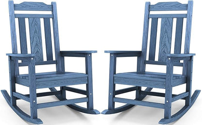 SERWALL Oversized Outdoor Rocking Chair Set of 2, All Weather Patio Rocking by SERWALL