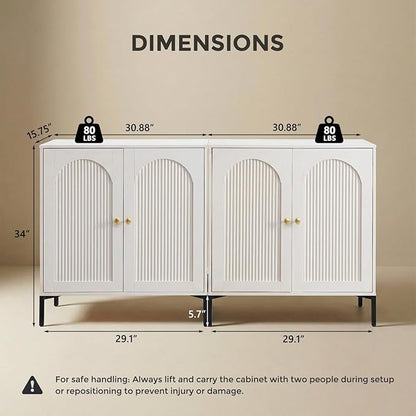 IFBUY Modern Sideboard Buffet Cabinet, 123.5" W Fluted Arched Buffet Cabinet - Image 2
