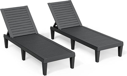 Outdoor Lounge Chairs Set of 2, 5-Position Adjustable Tanning Chairs - Image 2