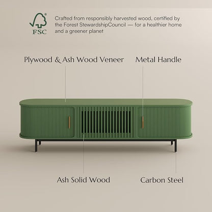 POVISON Fully-Assembled Modern Green TV Stand - Image 7