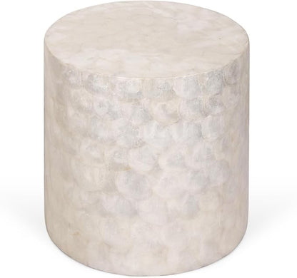East at Main Capiz Shell Side Table – White Accent Table, Small Decorative by EastatMain