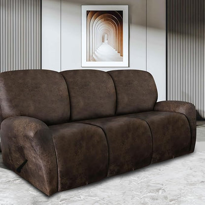 ANARACHON Leather Look Recliner Couch Cover 8-Piece Recliner Sofa Slipcovers 3 - Image 2
