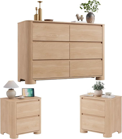 YANSNWO Modern Minimalist Dresser and Nightstand Sets 3 Piece Bedroom Set by YANSNWO