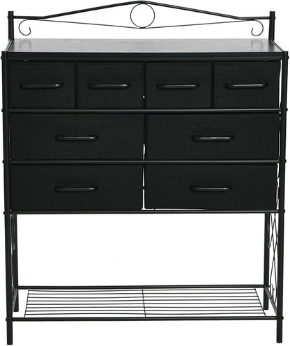 Household Essentials Black Oak & Iron Apothecary 8-Drawer Sideboard - Image 4