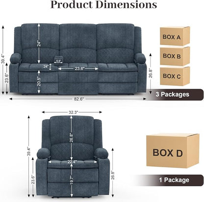 Yolsali 3 Seater Recliner Sofa Set - Image 2