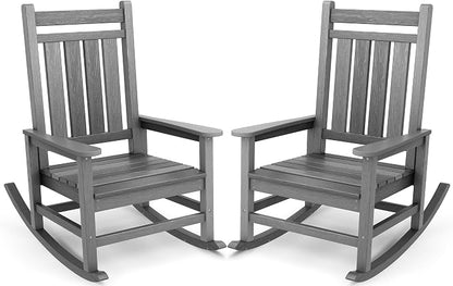 SERWALL Outdoor Rocking Chair Set of 2, HDPE Rocking Chair by SERWALL