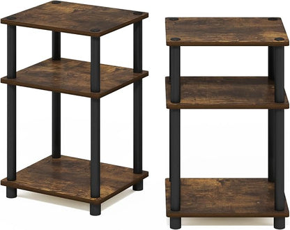 Furinno JUST Side Table Set of 2, 3-Tier Modern End Tables, Open Shelves Night - Image 5