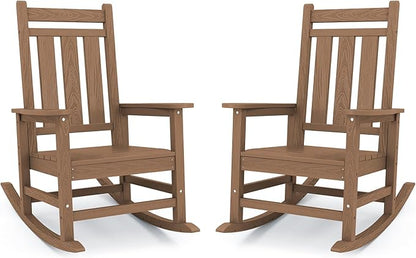 KINGYES Oversized Outdoor Rocking Chair Set of 2, All-Weather Patio Rocking by KINGYES