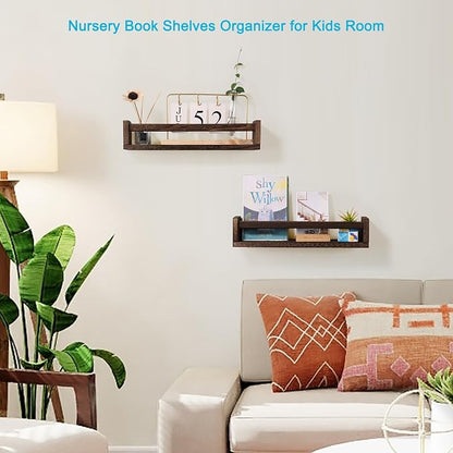 JORIKCHUO Nursery Book Shelves, Kitchen Spice Rack, or Rustic Wall Mounted - Image 4