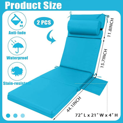 Wenqik 2 Pcs Outdoor Chaise Lounge Cushion - Image 3