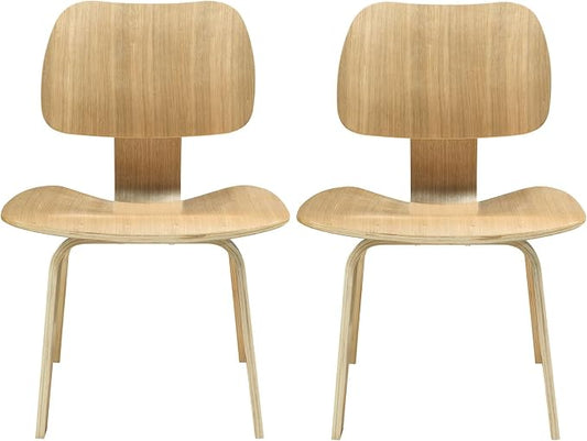 Modway Fathom Mid-Century Modern Molded Plywood Two Kitchen and Dining Room by Modway