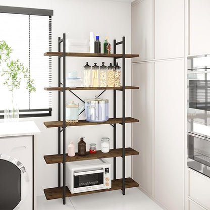 5 Tiers Bookshelf Organizer Industrial Shelf, Modern Open Display Storage - Image 5