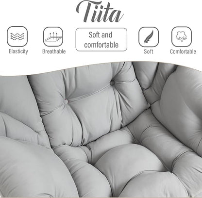 Tiita Lazy Chair with Ottoman, Light Grey Modern Large Accent Chair, Comfy - Image 3