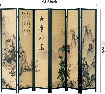 MyGift Decorative 6 Panel Folding Room Divider Bamboo Screen - Image 5