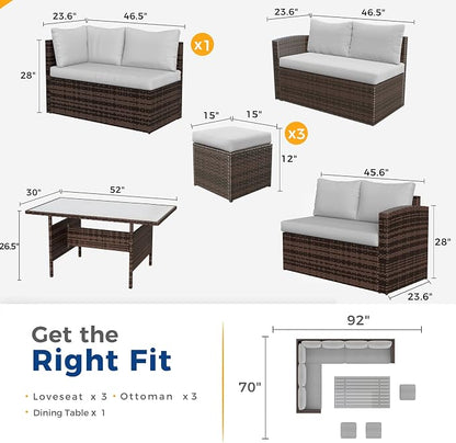 Wisteria Lane 7 Piece Patio Furniture Set, Wicker Patio Sectional - Image 7