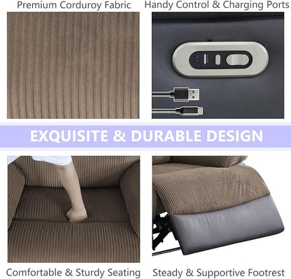Power Recliner Chair Sofa, Living Room Furniture Sets, Luxury Fabric Reclining - Image 3