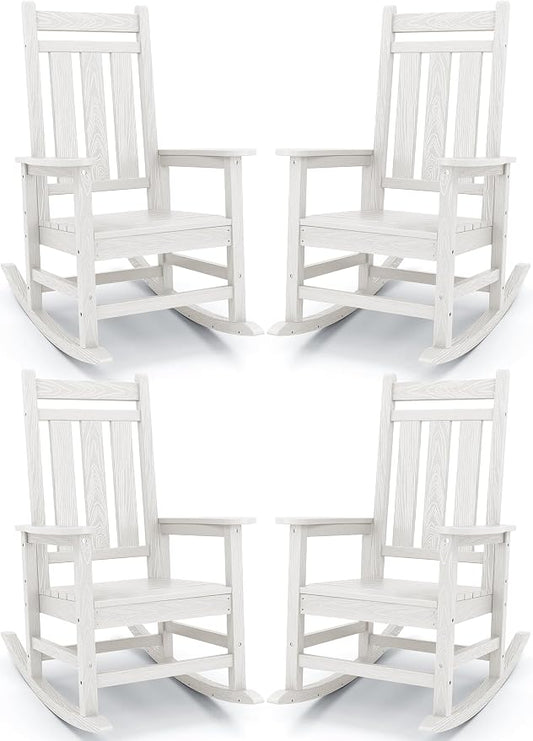 KINGYES Oversized Outdoor Rocking Chair Set of 4, All-Weather Patio Rocking by KINGYES