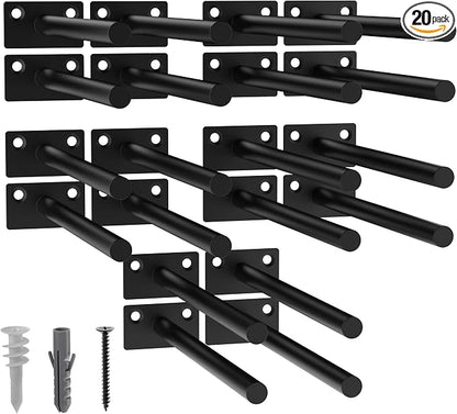 LEOPO Black 20-Pack 8 inch Floating Shelf Brackets, Hidden Shelf Bracket by FinestHomeDecor