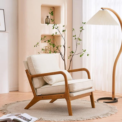VINGLI Cozy Living Room Chairs, Mid Century Modern Armchair Upholstered Reading - Image 9