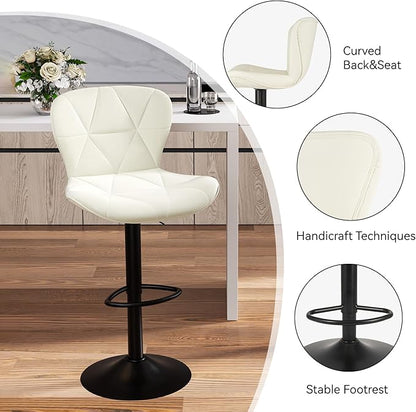 Nalupatio Modern Bar Stools Set of 2, Adjustable Faux Leather Upholstered - Image 4