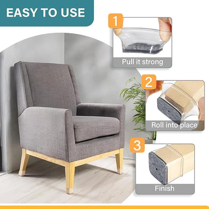 Ansible 24 Pcs Chair Leg Floor Protectors Square, Silicone Felt Furniture Leg - Image 4