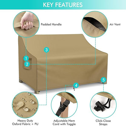 WLEAFJ Patio Sofa Cover Waterproof, Outdoor Loveseat Cover, Heavy Duty Deep - Image 3