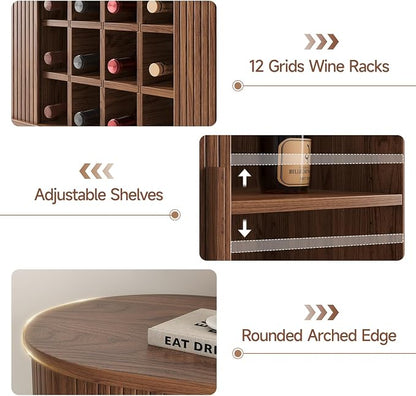 55 Inch Fluted Wine Bar Cabinet, Liquor Cabinet - Image 8