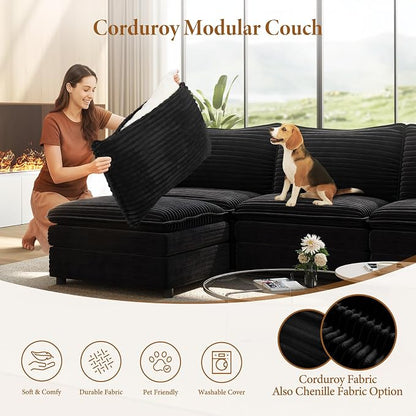 Vesgantti 142" U Shaped Sectional Couch, Comfy Cloud Modular Sectional Sofa - Image 6