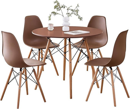 5-Piece Round Dining Table Set, Small 35.5" Kitchen Table Chairs Set of 4 Space by LECAFURHL