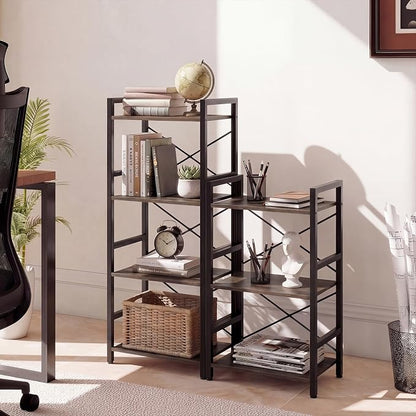 Tangkula 3-Tier Industrial Bookshelf, 16.5" Width Wooden Open Bookcase - Image 2