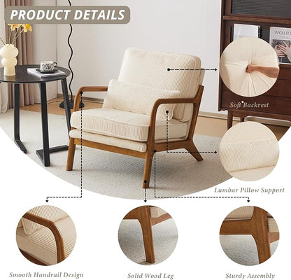 Karl home Mid-Century Modern Accent Chair, Living Room Chairs - Image 3