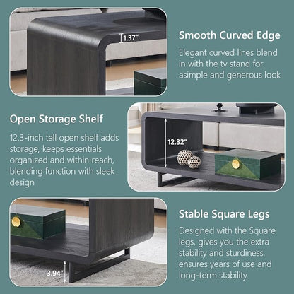 IFGET 48" Modern Coffee Table, 2-Tier Minimalist Center Table - Image 5